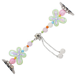Aquamarine Butterfly Acrylic Bead Watch Bands, with Platinum Tone Alloy Chains, Aquamarine, 12.7cm, Fit for 38mm/40mm/41mm wide Connector