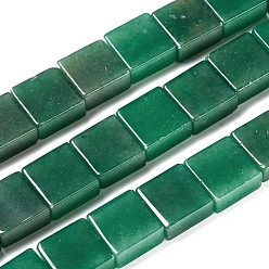 Green Aventurine Natural Green Aventurine Beads Strands, Flat Slice Square Beads, 16x16x8mm, Hole: 1.2mm, about 24pcs/strand, 14.96 inch(38cm)