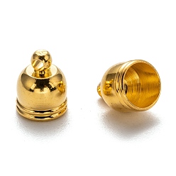 Golden Brass Cord Ends, Golden, 10x8mm, Hole: 1mm, Inner Diameter: 7mm