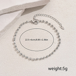 Платина Элегантные браслеты на лодыжку из латунной цепочки с шариковыми звеньями для ежедневного женского образа для поездок на работу, платина, 8-7/8 дюйм (225 мм)