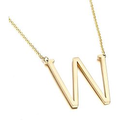 Golden W Stylish 26-Letter Alphabet Necklace for Women - Fashionable European and American Jewelry Accessory