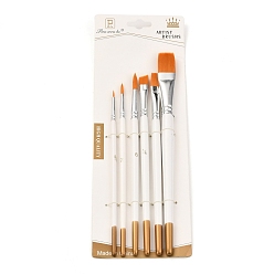 White Art Paint Brushes, for Acrylic Painting Watercolor Oil Gouache, White, 17.5~21.5x0.5~1.8cm, 6pcs/set