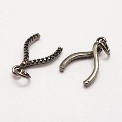 Черный Цвет Металла Латунные микро проложить класса AAA кубического циркония подвески, долговечный, поперечных рычагах, без кадмия, без никеля и без свинца, металлический черный , 17x10x4 мм, отверстие : 3 мм