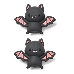 Bat Halloween-Silikon-Fokalperlen, Fledermaus, 27x35.5x14.5 mm, Bohrung: 3 mm