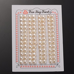 Bisque Natural Cultured Freshwater Pearl Beads, Half Drilled, Rondelle Bisque, 6.5~7x4mm, Hole: 0.7mm