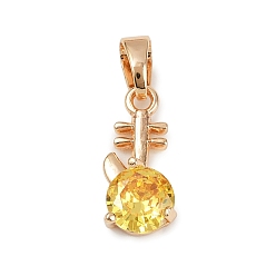 Золотистый Латунные микро проложить кубического циркония подвески, амулеты пипа, долговечный, без свинца и без кадмия, золотые, 16.5x7.5x4.5 мм, отверстие : 5x3 мм