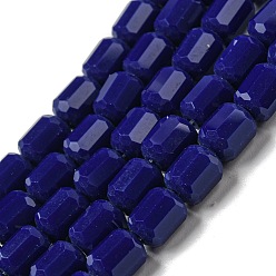 Bleu Nuit Perles verre opaque brins, tonneau à facettes, bleu minuit, 6.5~7x6mm, Trou: 1mm, Environ 78 pcs/chapelet, 20.28~21.65 pouce (51.5~55 cm)