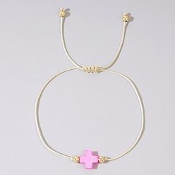 Фиолетовый Регулируемые браслеты из переплетенных бусин радужного цвета для женщин, фиолетовые