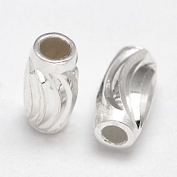 Silver Fancy Cut Oval 925 Sterling Silver Beads, Silver, 10x6mm, Hole: 2.3mm, about 43pcs/20g