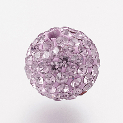 212_Light Amethyst Czech Rhinestone Beads, PP6(1.3~1.35mm), Pave Disco Ball Beads, Polymer Clay, Round, 212_Light Amethyst, 4~4.5mm, Hole: 1mm, about 20~30pcs rhinestones/ball