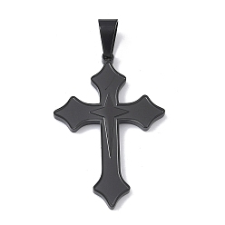 Черный 304 подвески из нержавеющей стали, крест очарование, ионное покрытие (ip), долговечный, чёрные, 41x27.5x2.5 мм, отверстие : 7x4 мм