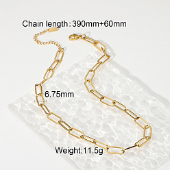 JDN20127-1 Vintage Punk Hip Hop Chain Necklace for Women - 18K Gold Plated Stainless Steel Choker with Paperclip Pendant