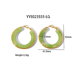 Аквамарин Стильные 304 серьги-кольца из нержавеющей стали, с толстым круглым дизайном, аквамарин, 43x41.5x7.5 мм