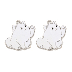 Белый Стойки обшивки сплава эмали подвески, без кадмия и без свинца, платина, собачий шарм, белые, 27x26x1.5 мм, отверстие : 1.6 мм