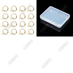 Real 24K Gold Plated 100Pcs 304 Stainless Steel Leverback Earring Findings, with Horizontal Loop, Real 24K Gold Plated, 14.5x12mm, Hole: 1.2mm, Pin: 0.8x1mm