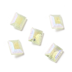 Jonquil Crackle Moonlight Style K9 Glass Rhinestone Cabochons, Pointed Back, Rectangle, Jonquil, 10x8x4mm