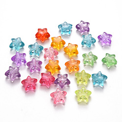 Mixed Color Transparent Acrylic Beads, Star, Mixed Color, 10.5x11x6mm, Hole: 1.8mm, about 1380pcs/500g