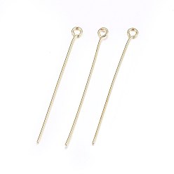Golden 304 Stainless Steel Eye Pins, Golden, 40mm, Hole: 2mm, Pin: 0.6mm