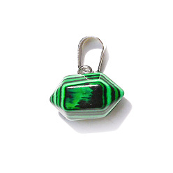 Malachite Synthetic Malachite Double Terminal Pointed Pendants, Faceted Bullet Charms, 10x16mm