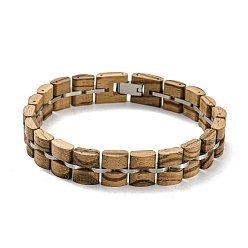 BurlyWood Wooden Watch Band Bracelets for Women Men, with 304 Stainless Steel Clasp, BurlyWood, 9-7/8 inch(25cm).
