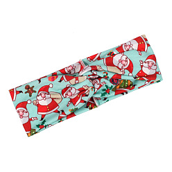 Green Christmas Hair Accessories with Santa Claus, Bell and Reindeer Print - Festive Headbands for Women