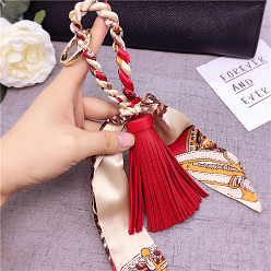 Красный Шикарный брелок с кисточками и круглой цепочкой из искусственной кожи для сумки и шарфа, уникальный кулон-подвеска для сумки