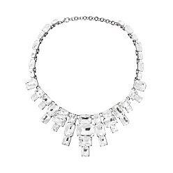 Blanco Collar de clavícula con diamantes brillantes para mujeres elegantes y sofisticadas.