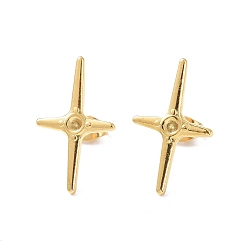 Real 18K Gold Plated Ion Plating(IP) 304 Stainless Steel Cross Stud Earring Findings, Earring Settings for Rhinestone, Real 18K Gold Plated, Fit for: 2.5mm rhinestone, 23.3x14mm, Pin: 0.8mm