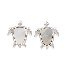 Нержавеющая Сталь Цвет 304 серьги-гвоздики из натуральной белой ракушки из нержавеющей стали, черепаха, цвет нержавеющей стали, 19.5x17 мм
