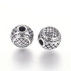 Antique Silver 304 Stainless Steel Beads, Rondelle, Antique Silver, 8mm, Hole: 2mm