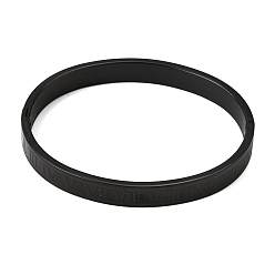 Black 304 Stainless Steel Roman Numerals Hinged Cuff Bangles for Women, Ion Plating(IP), Black, Inner Diameter: 2.05x2.44 inch(5.2x6.2cm)