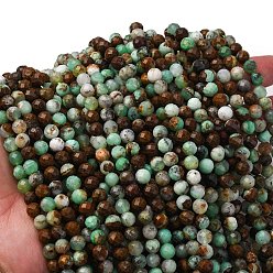 Змеевик Природные серпантину нитей бисера, круглые, граненые, класс А, 6 мм, отверстие : 0.5 мм, около 65 шт / нитка, 15.35 дюйм (39 см)