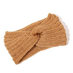 Sandy Brown Cross Knitting Wool Yarn Headbands, Wide Hair Accessories for Girls Women, Sandy Brown, 220x105mm
