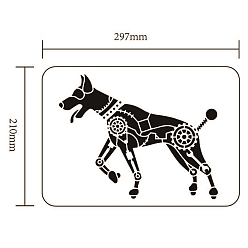 Dog Large Plastic Reusable Drawing Painting Stencils Templates, for Painting on Scrapbook Fabric Tiles Floor Furniture Wood, Rectangle, Dog Pattern, 297x210mm