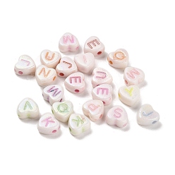 Heart Plastics Beads, Craft Beads, Letter A~Z Theme, Heart, 7x7x3.5mm, Hole: 1.5mm, 2777pcs/500g