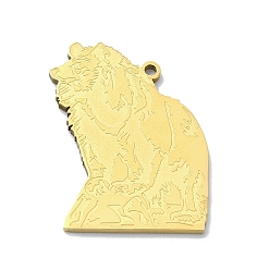 Золотой 201 подвески из нержавеющей стали, лазерная резка, очарование андского медведя, золотые, 28x29x1 мм, отверстие : 1.5 мм
