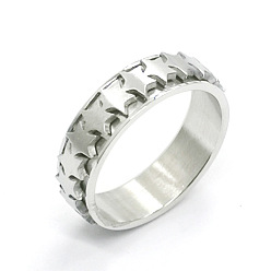 Звезда Вращающиеся кольца из нержавеющей стали, украшения для унисекс, звезда, 6 мм, размер США 7 (17.3 мм)