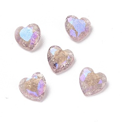 Свет Аметист Стеклянные кабошоны со стразами в стиле лунного света, задние и задние, сердце, светлый аметист, 8x8x4 мм