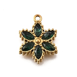 Синий 304 подвески из нержавеющей стали с микропаве из кубического циркония, цветок, ионное покрытие (ip), реальный 18 k позолоченный, синие, 15x11.5x2.5 мм, отверстие : 1.2 мм