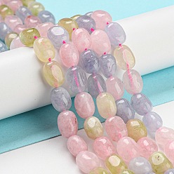 Pink Natural Quartz Beads Strands, Dyed, Faceted, Oval, Pink, 8~12x7~10x7~9mm, Hole: 1.2mm, about 35pcs/strand, 14.96''(38cm)