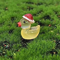 Champagne Gold Luminous Resin Christmas Theme Duck Ornament, Glow in the Dark, Champagne Gold, 15mm