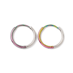 Rainbow Color Двухцветная 304 серьга-кольцо из нержавеющей стали для женщин, круглые, Радуга цветов, 12.5x1 мм, штифты : 0.6 мм