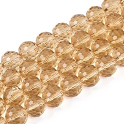 Цвет Древесины Прозрачные стеклянные бусины, граненый (96 граней), круглые, деревесиные, 8 мм, отверстие : 1 мм, около 68~70 шт / нитка, 20.47~21.06 дюйм (52~53.5 см)