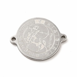 Стрелец Не тускнеет 12 созвездия 304 подвески-соединители из нержавеющей стали, цвет нержавеющей стали, плоско-круглые, Стрелец, 20x16x1.3 мм, отверстие : 1.4 мм