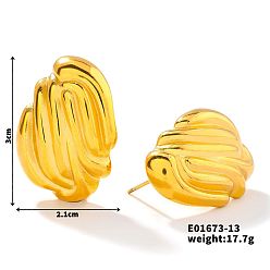 Другие Модные 304 серьги-гвоздики из нержавеющей стали, золотые, 30x21 мм