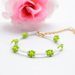 S003_06 Green Handmade Simple Sweet Women's Beaded Bracelet - HyunA's Bracelet, Anklet Jewelry.