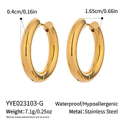 Настоящее золото 18K Серьги из 304 нержавеющей стали, реальный 18 k позолоченный, 16.5x4 мм