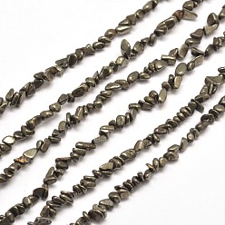 Pyrite Natural Pyrite Nuggets Beads Strands, 4~5x2~3mm, Hole: 1mm, about 15.7 inch