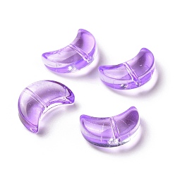 Dark Orchid Transparent Spray Painted Glass Beads, Crescent Moon, Dark Orchid, 14x9.5x5mm, Hole: 1mm