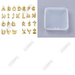 Plaqué 18K Or Véritable 26 pcs 304 pendentifs en acier inoxydable, charme de lettre, lettre a ~ z, réel 18 k plaqué or, 18~20x9~15.5x4mm, Trou: 1.6mm